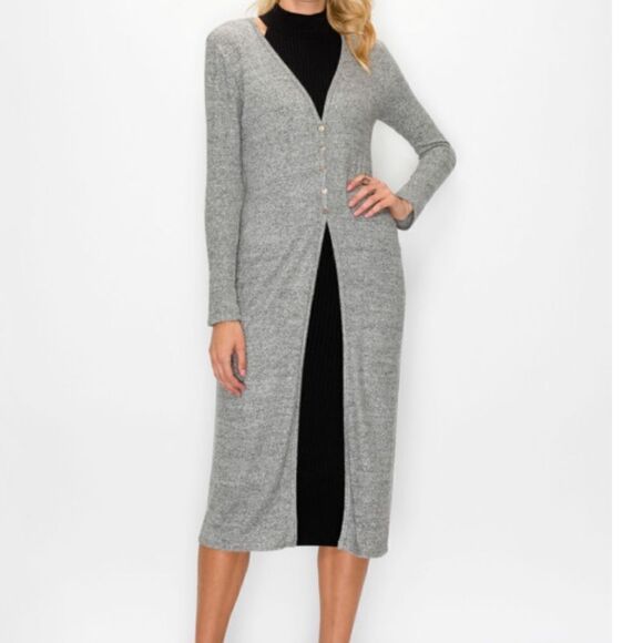 Lane Bryant Gray bottoms Down Cardigan Duster Super Soft Size 18/20 Like New - Picture 1 of 5